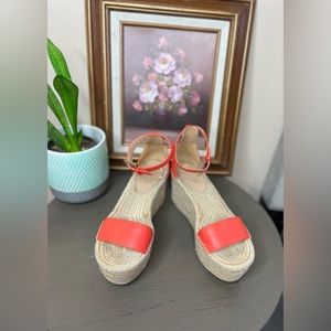 JCrew Orange Leather Platform Espadrille Sandals size 7.5